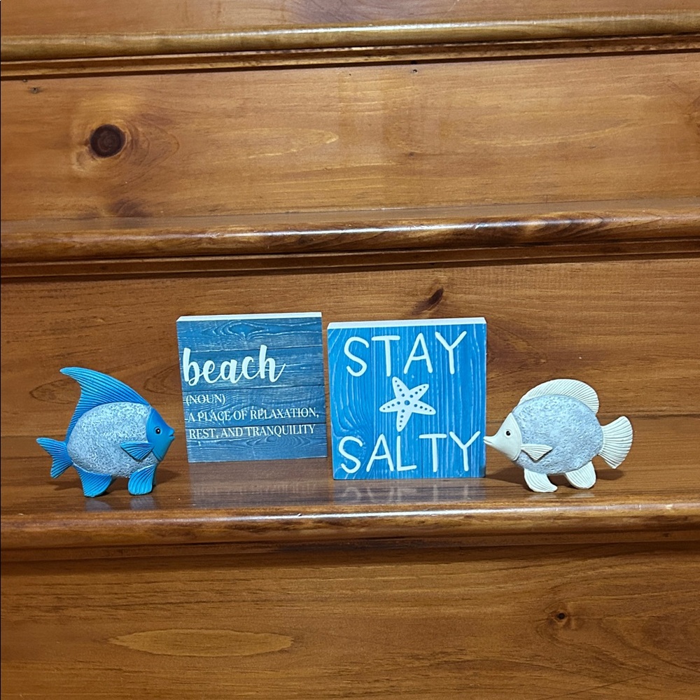 Blue and White Beach Decor Set